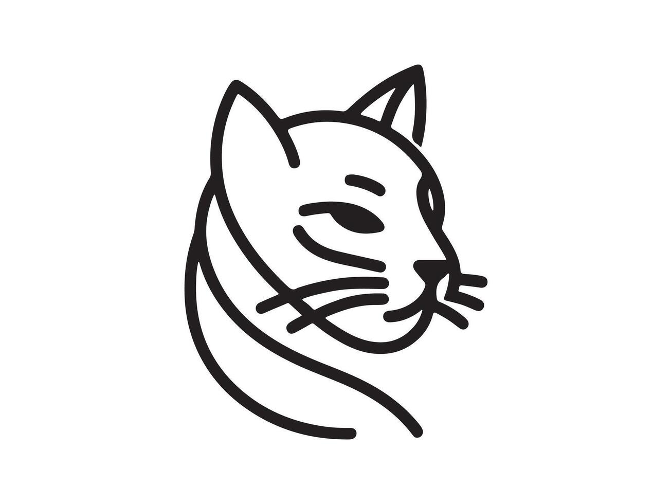 a black and white drawing of a cat's head vector