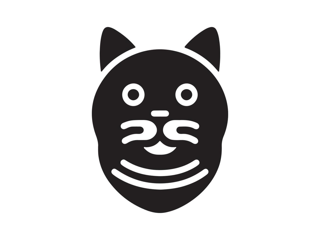 a black and white cat head icon on a white background vector