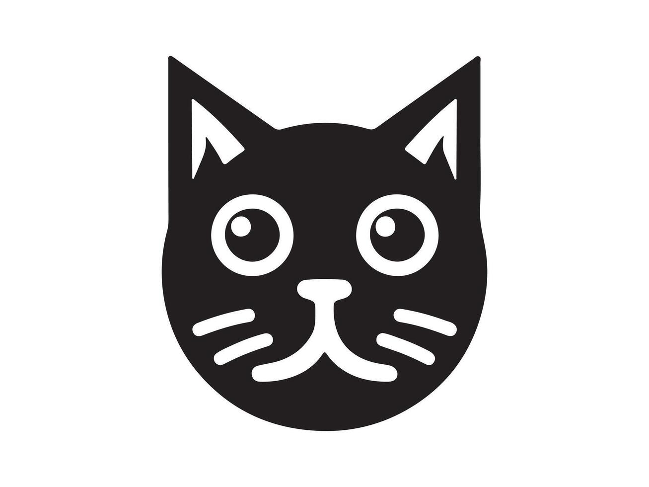 a black cat head with big eyes on a white background vector
