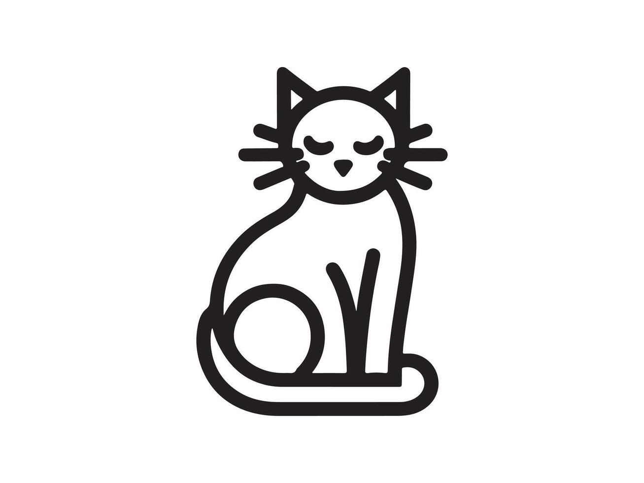 a black and white illustration of a cat vector
