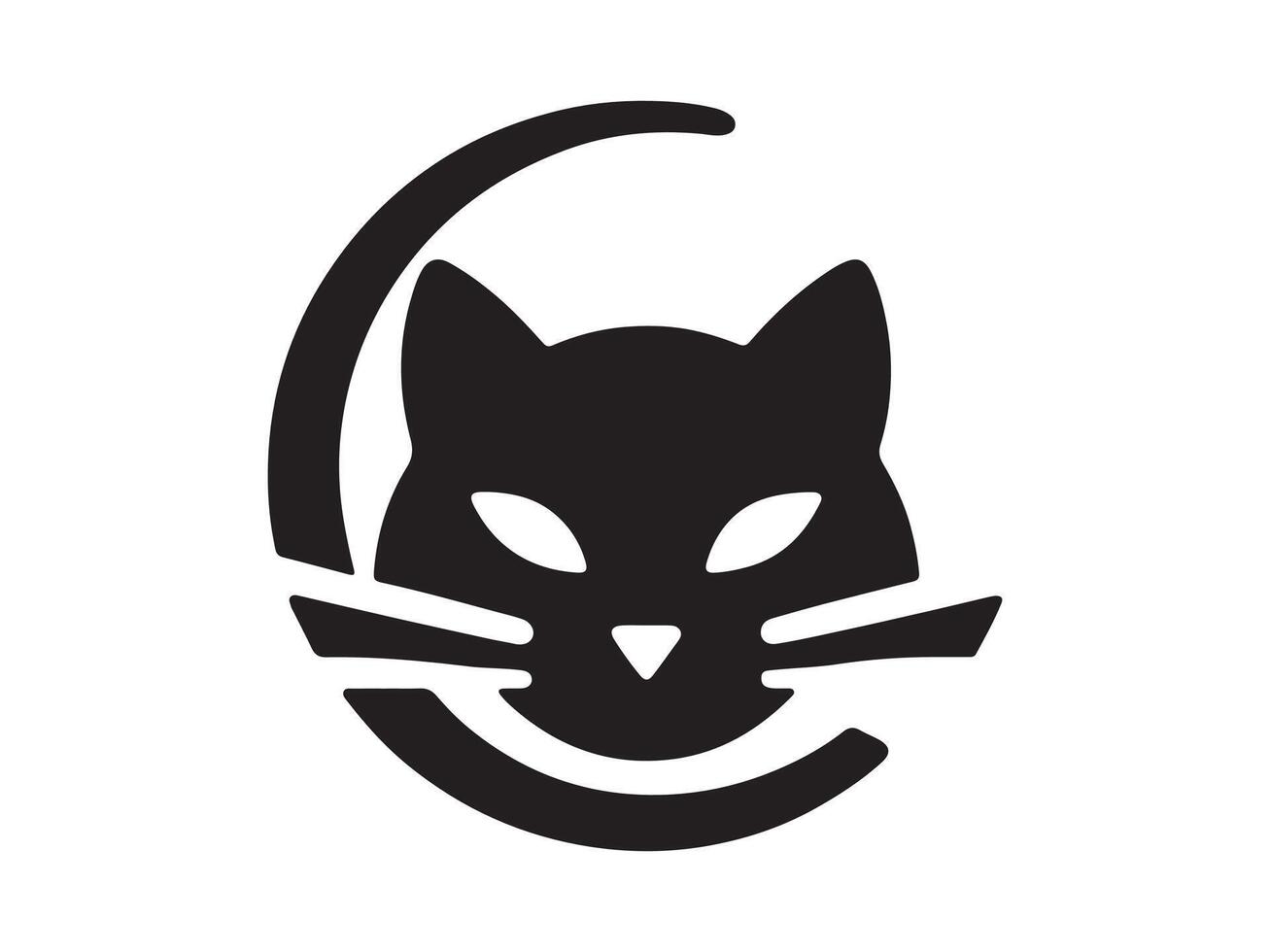 Cat head icon. Cat face logo. Silhouette simple. Flat style. Cartoon cat face. Logo design template. vector
