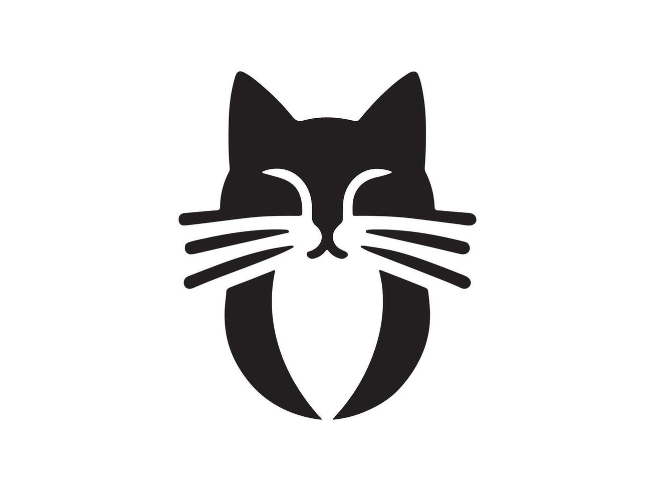 a black and white cat head logo vector