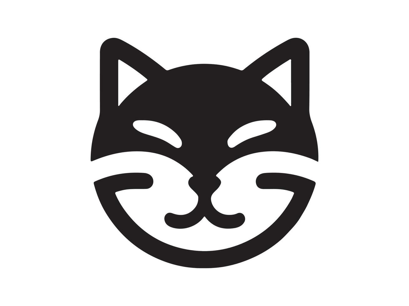 a black and white cat face on a white background vector