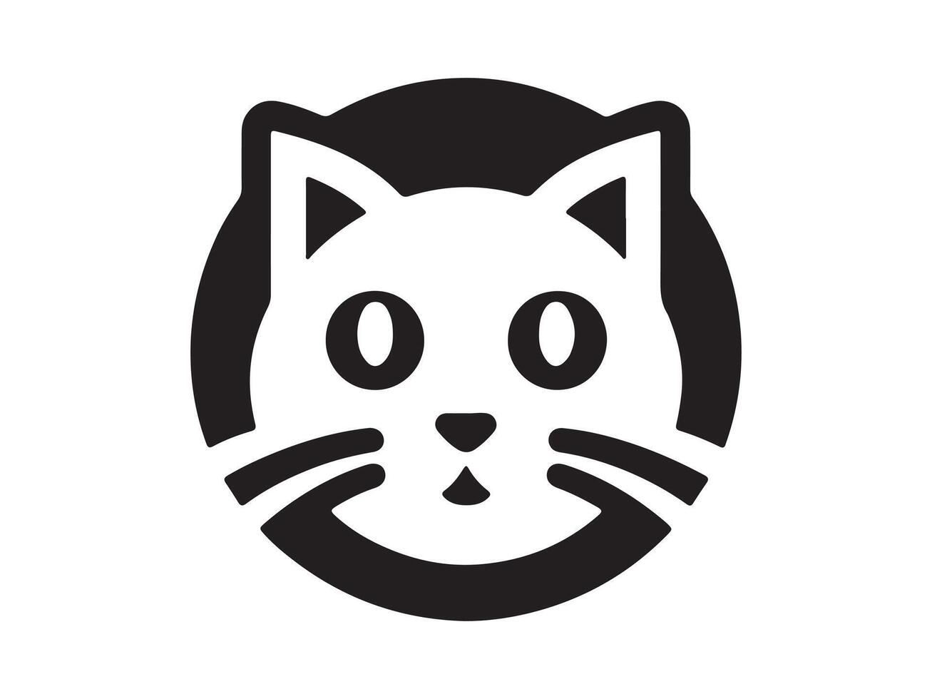 a black and white cat icon on a white background vector