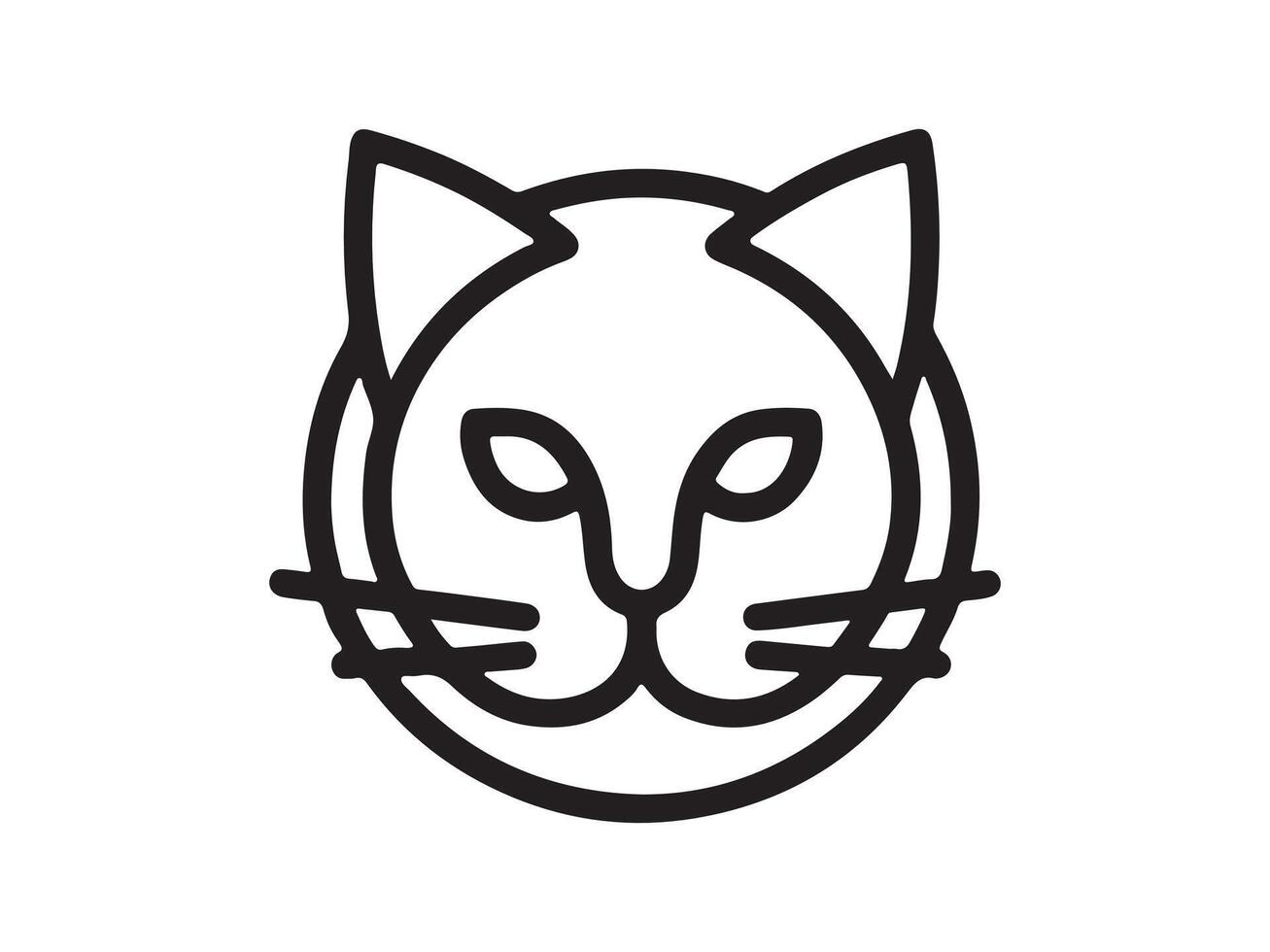 a black and white line drawing of a cat's face vector