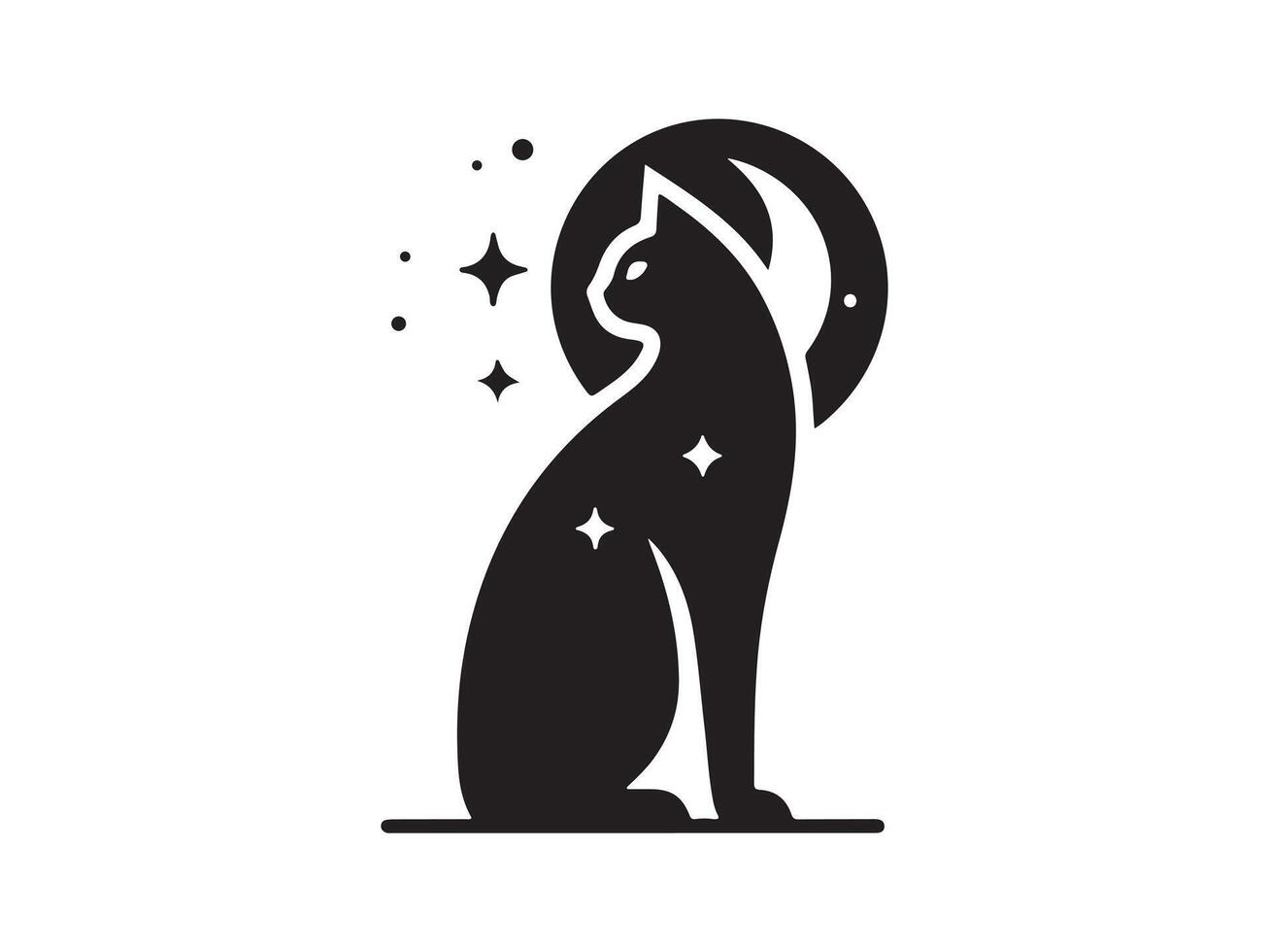 a black cat with stars on it's head vector