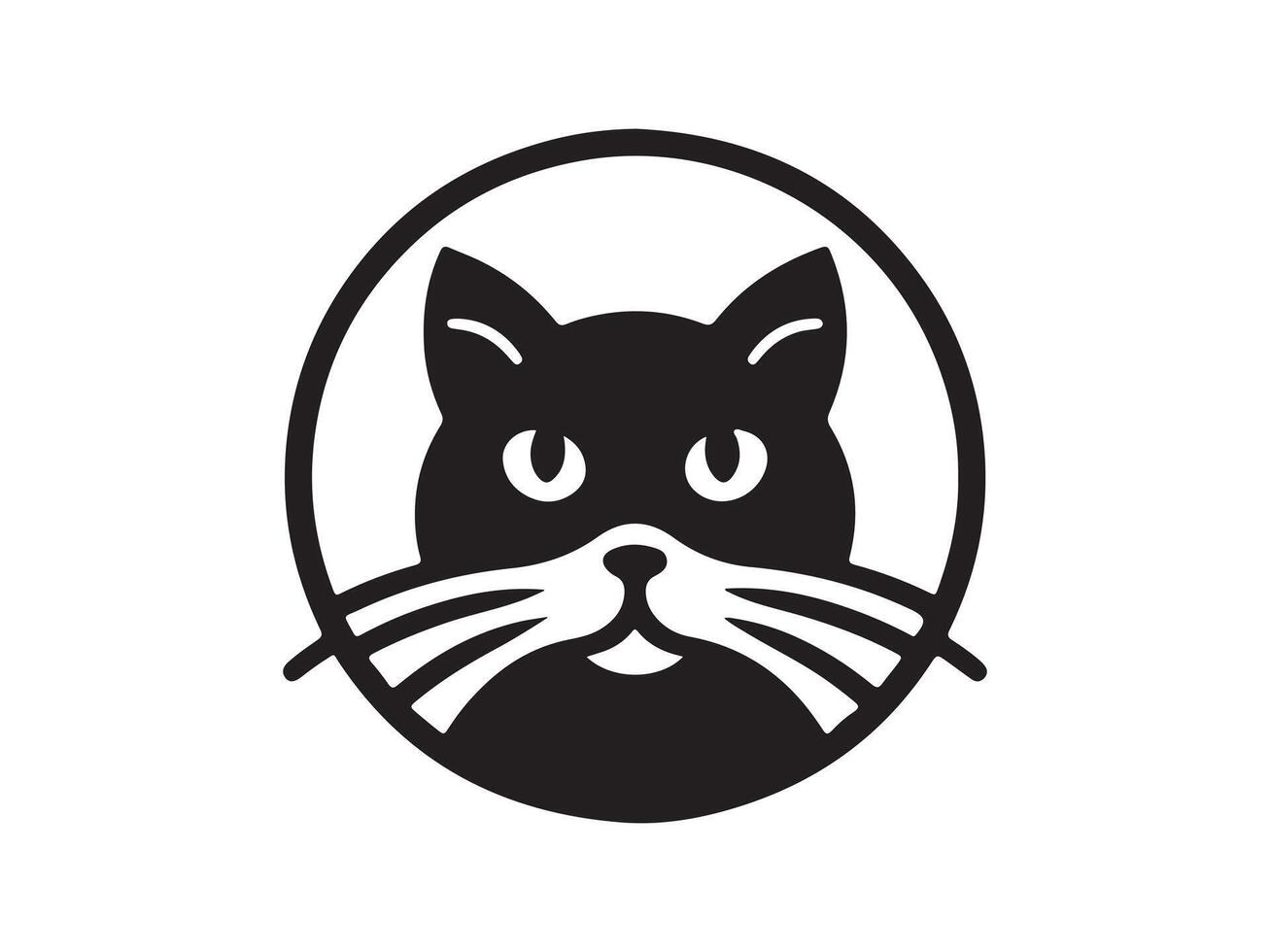 a black and white cat logo vector