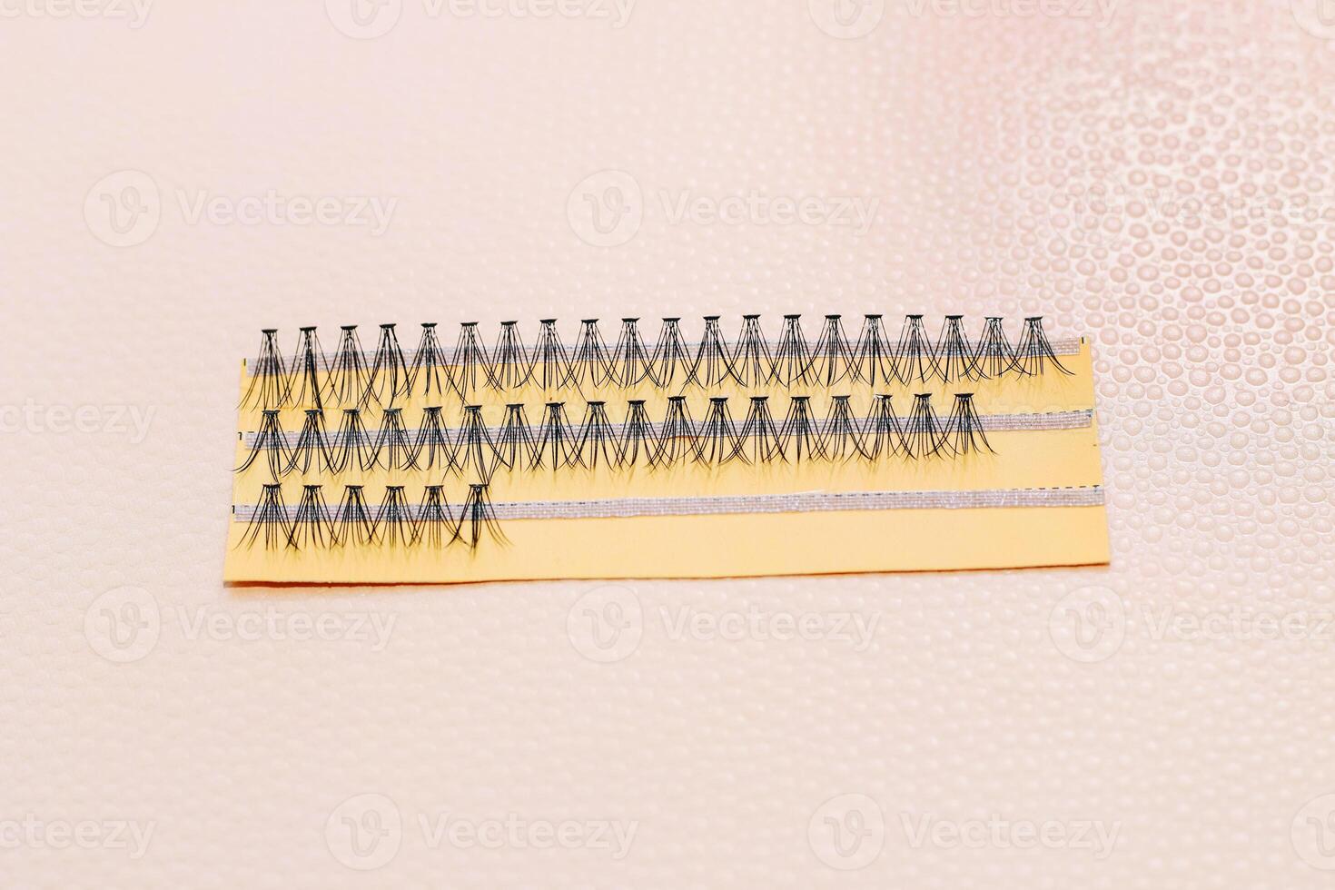 Artificial false eyelashes for make-up from eco pile. photo