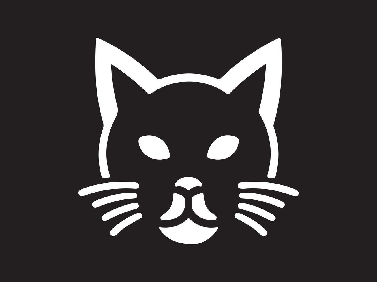 a black and white cat head logo vector
