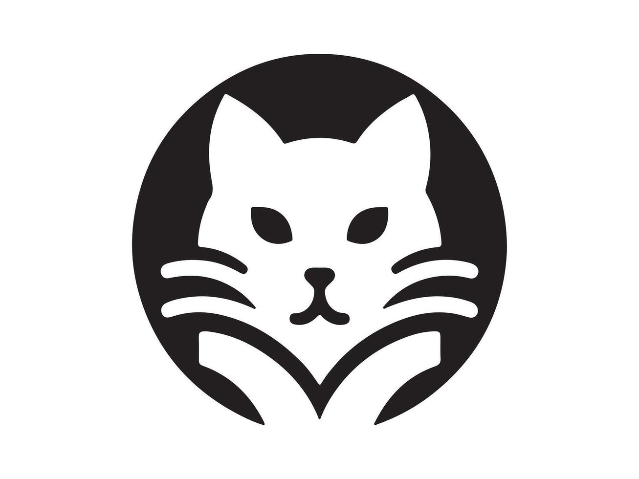 a black and white cat logo on a white background vector