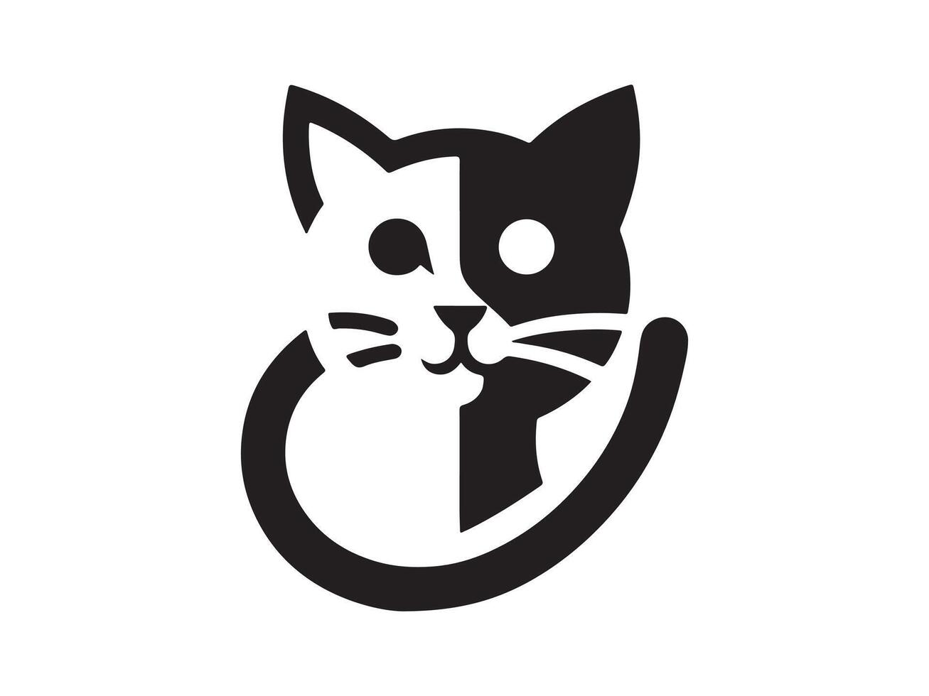 Cat head icon. Cat face logo. Silhouette simple. Flat style. Cartoon cat face. Logo design template. illustration. Animal logotype concept. vector
