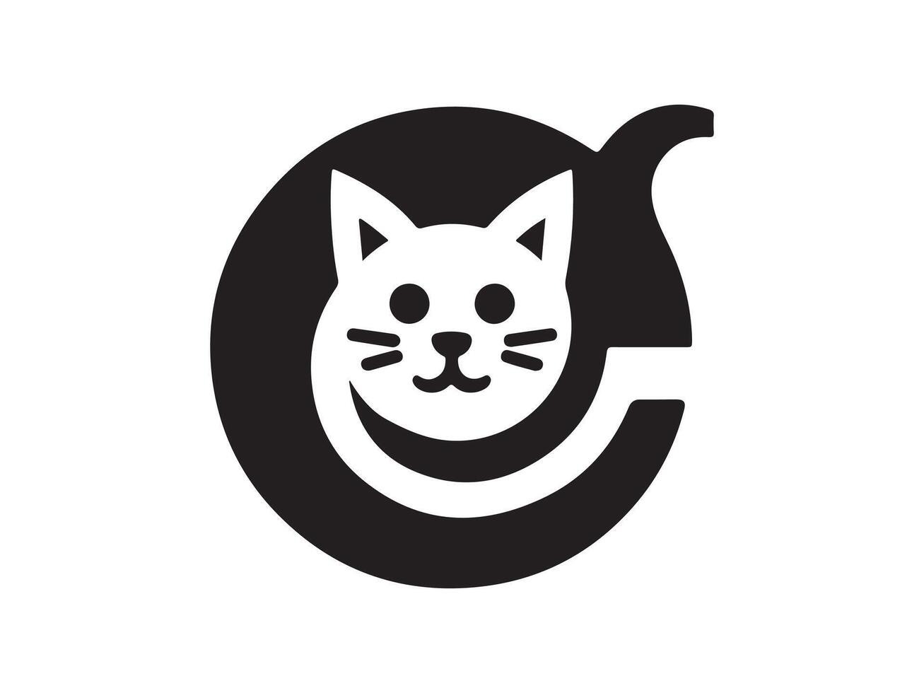 Cat head icon. Cat face logo. Silhouette simple. Flat style. Cartoon cat face. Logo design template. illustration. Animal logotype concept. vector