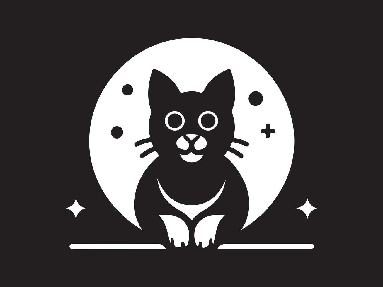 a black and white cat with a moon on it vector