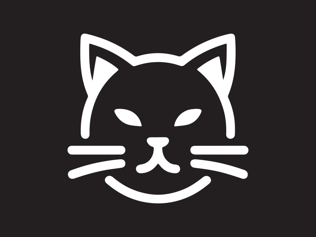 a cat's head icon on a black background vector