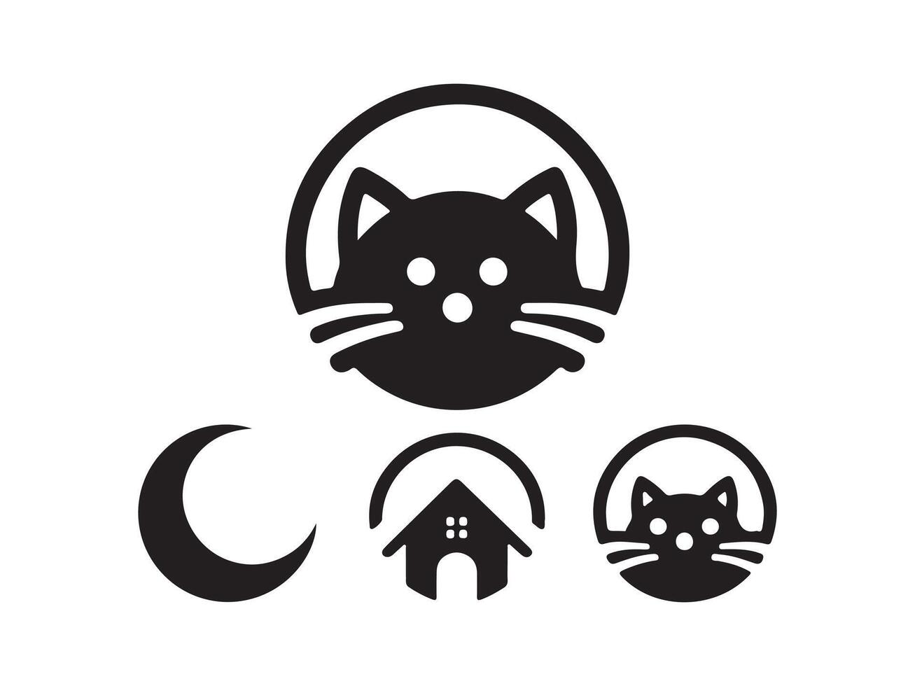 Cat head icon. Cat face logo. Silhouette simple. Flat style. Cartoon cat face. Logo design template. illustration. Animal logotype concept. vector