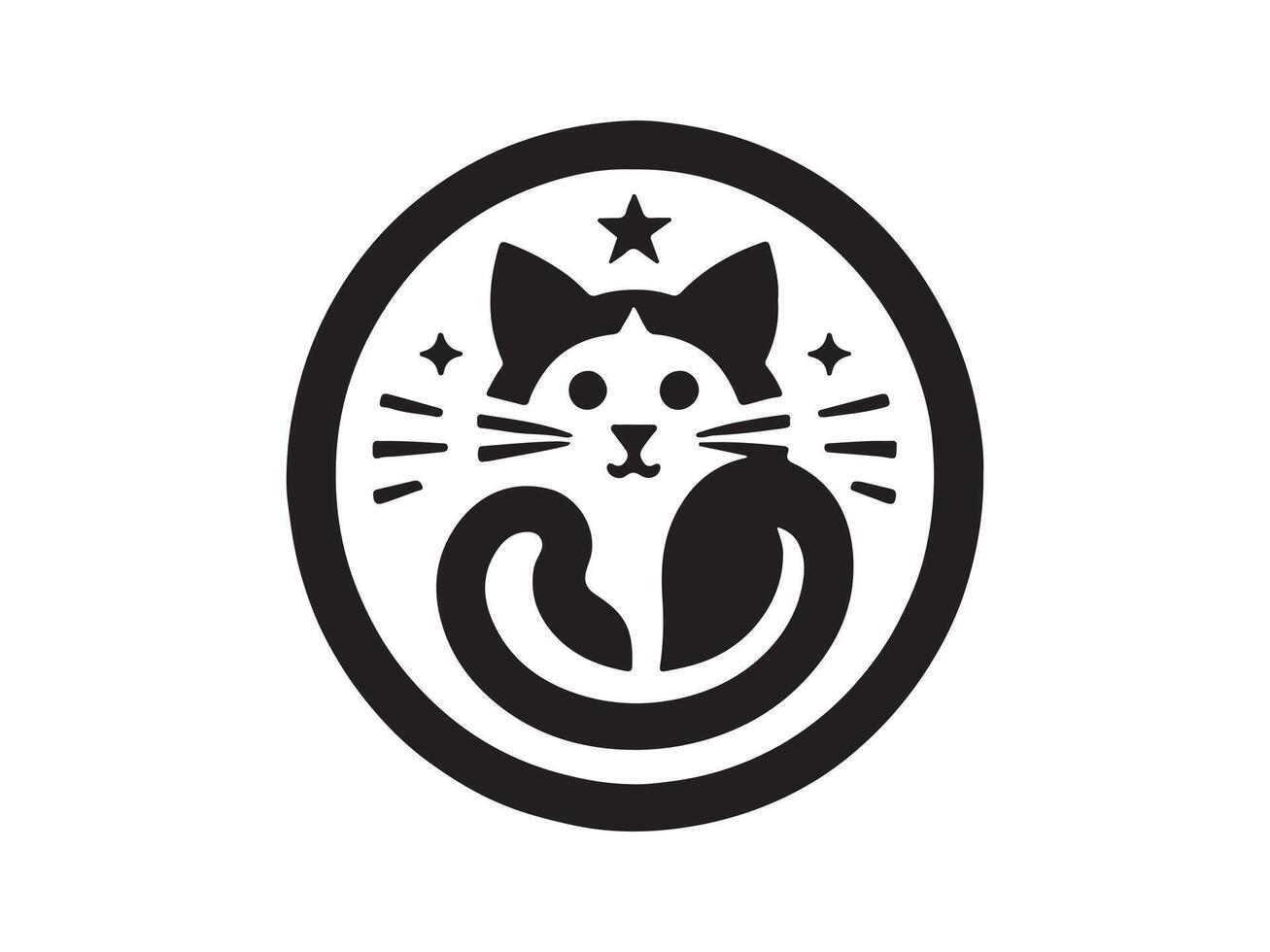 a black and white logo for a cat vector