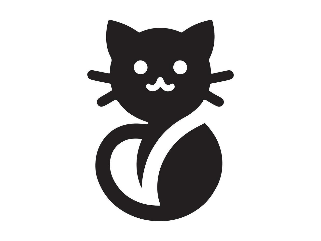 a black and white cat icon on a white background vector