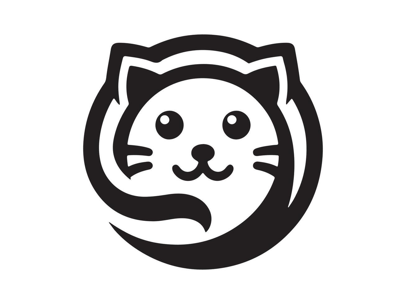 a black and white cat logo vector