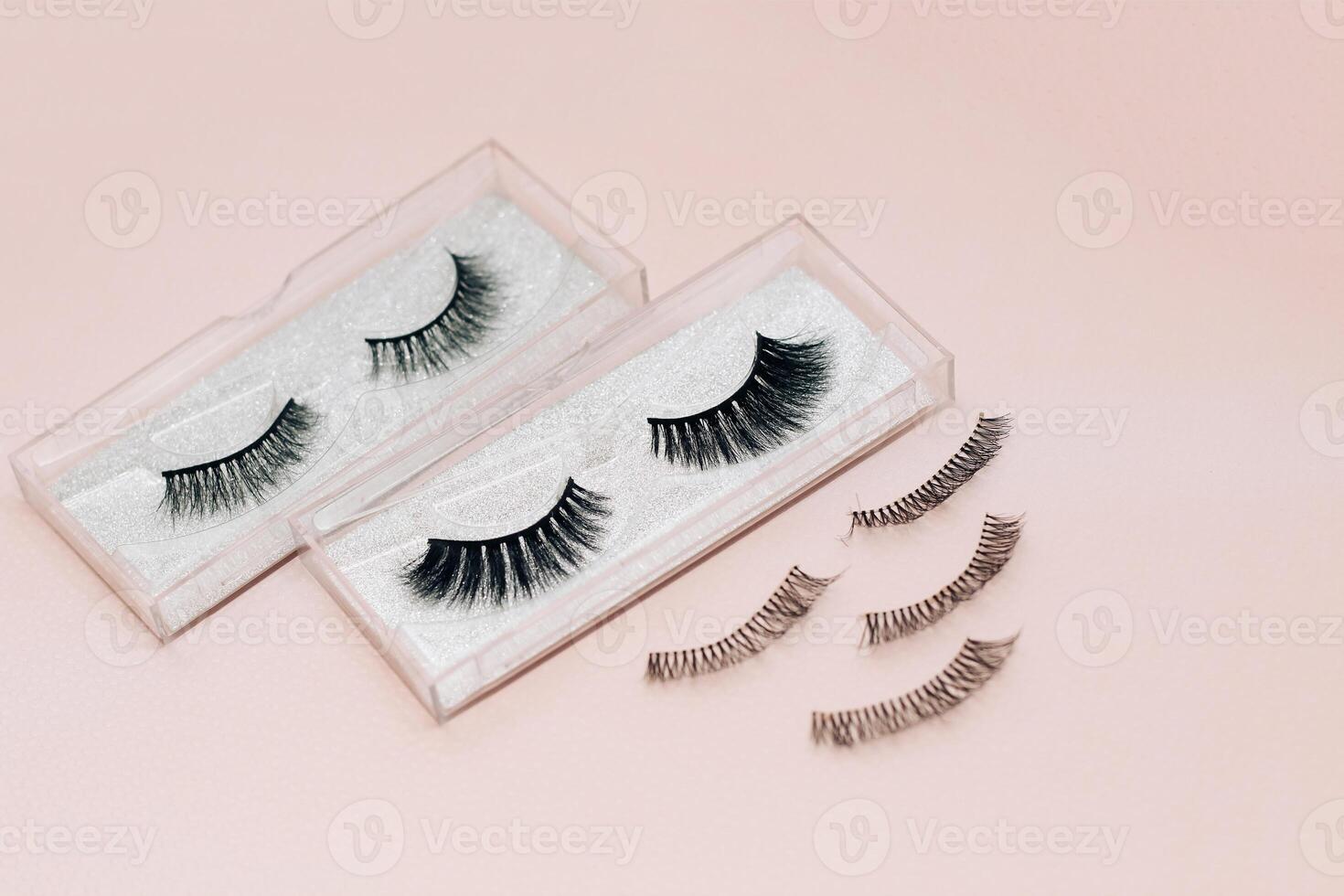 False decorative eyelashes on a white background. photo