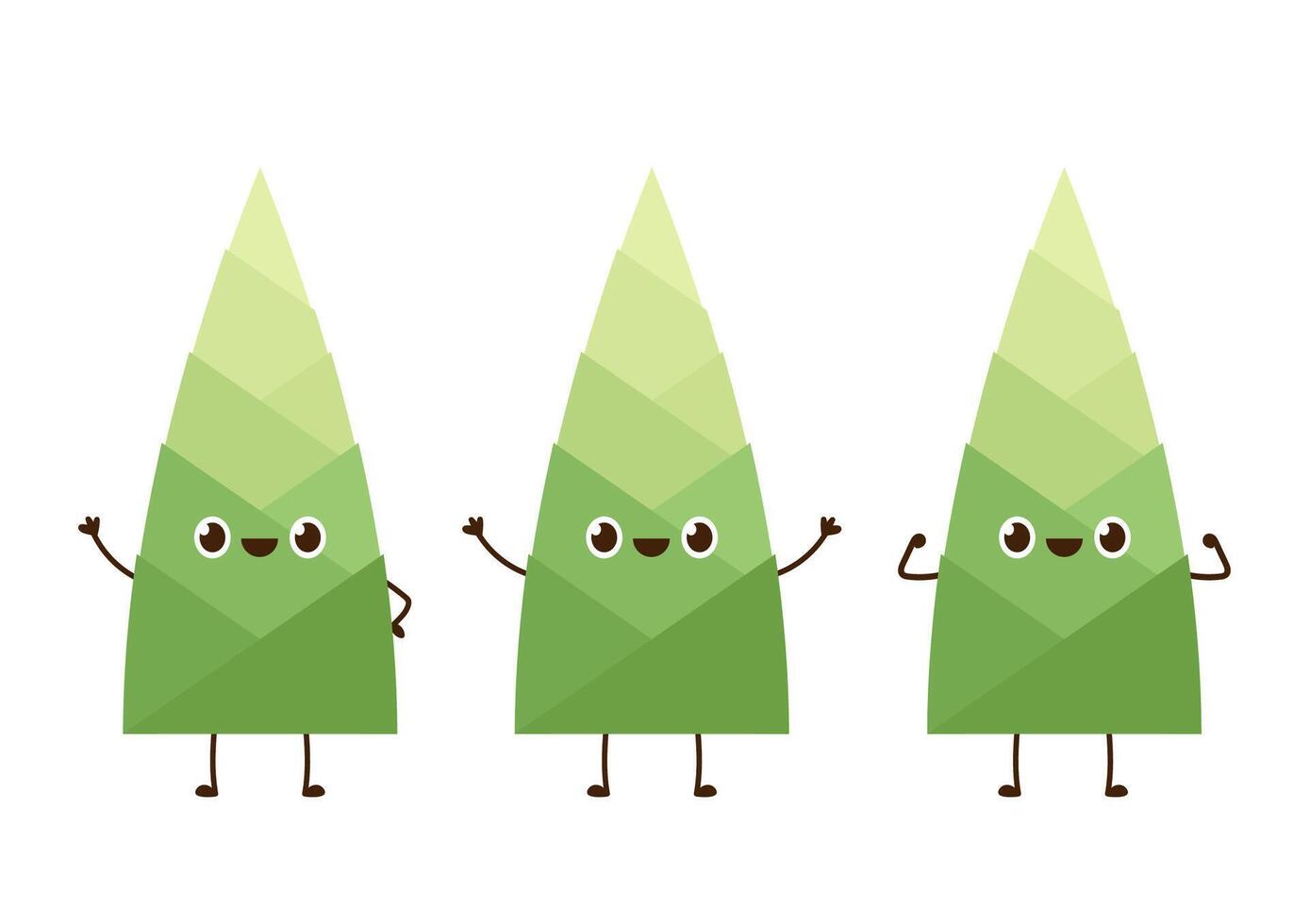 Bamboo shoots character design. Bamboo shoots on white background. vector