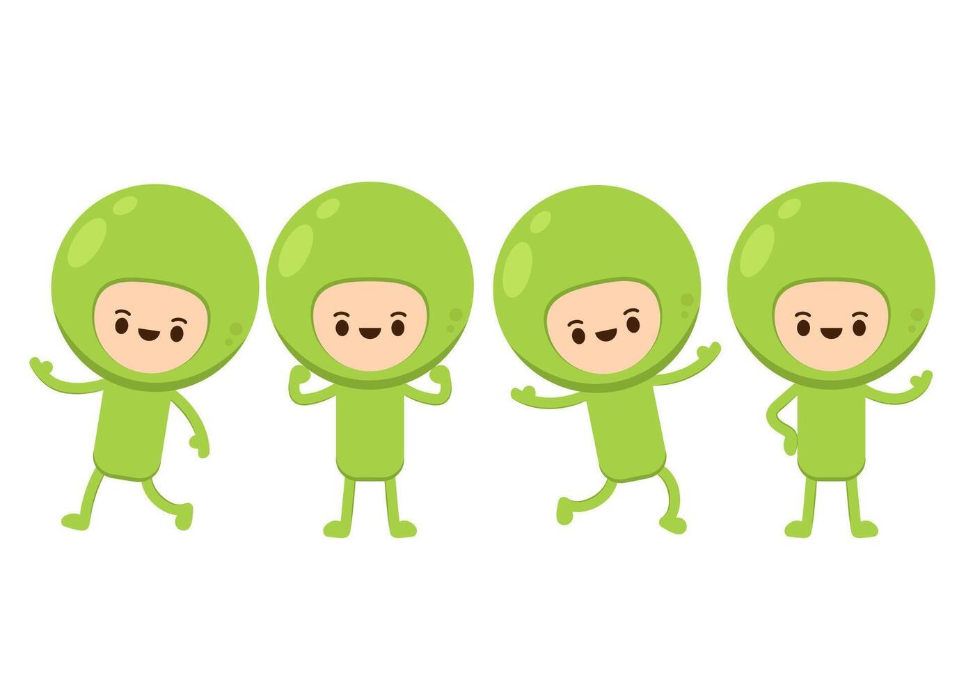 Peas character design. Peas on white background. Peas costume. vector