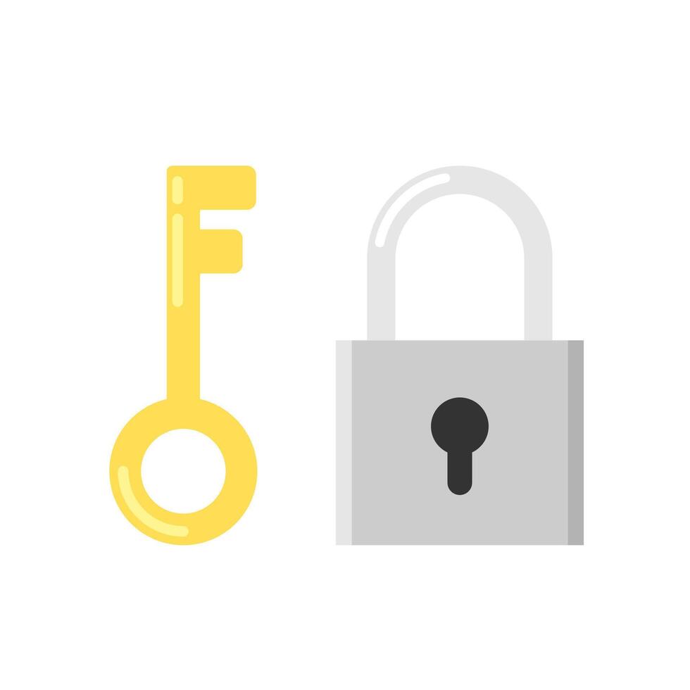Padlock and Key icon, security sign symbol. vector