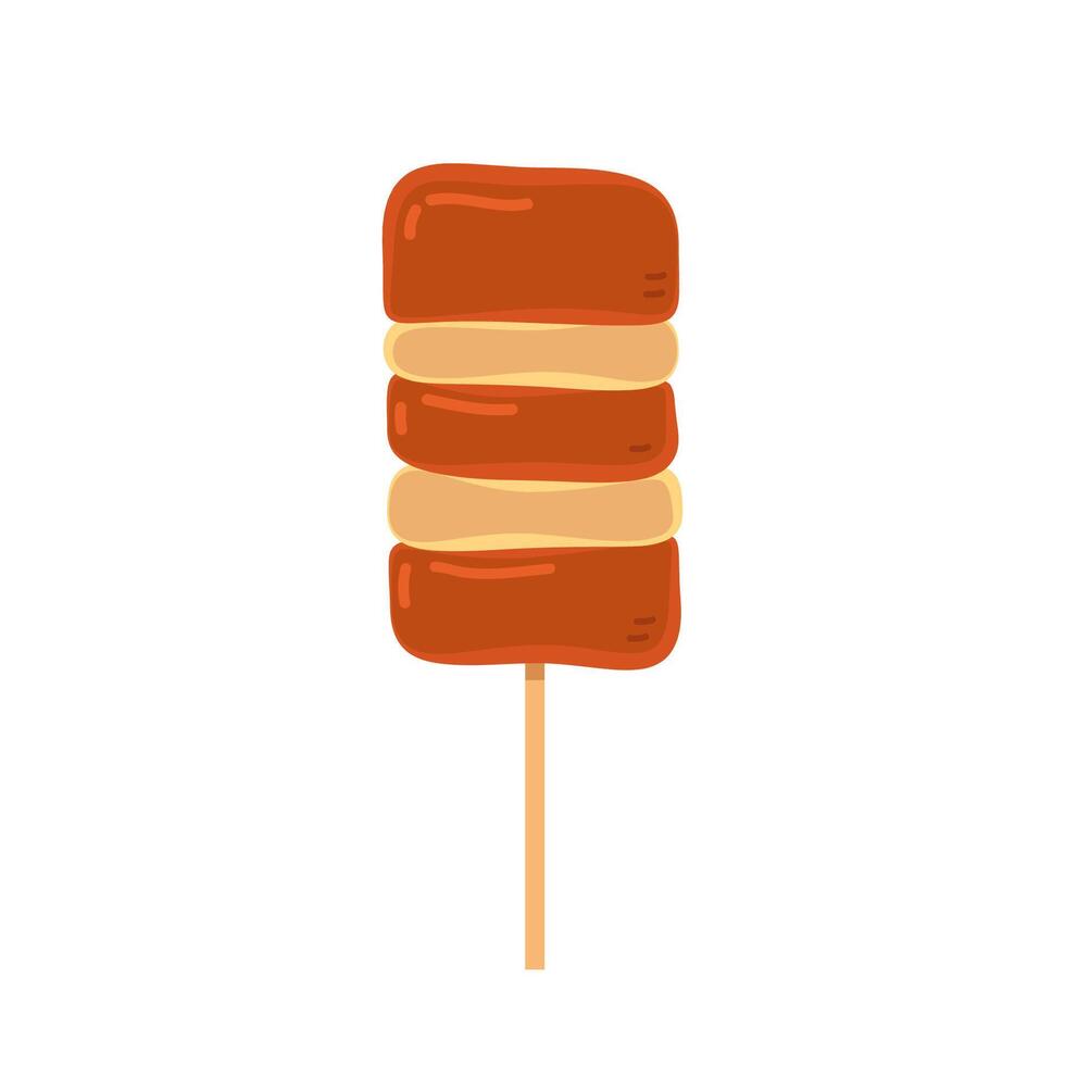 Grilled Pork . Grilled Pork stick on white background. vector