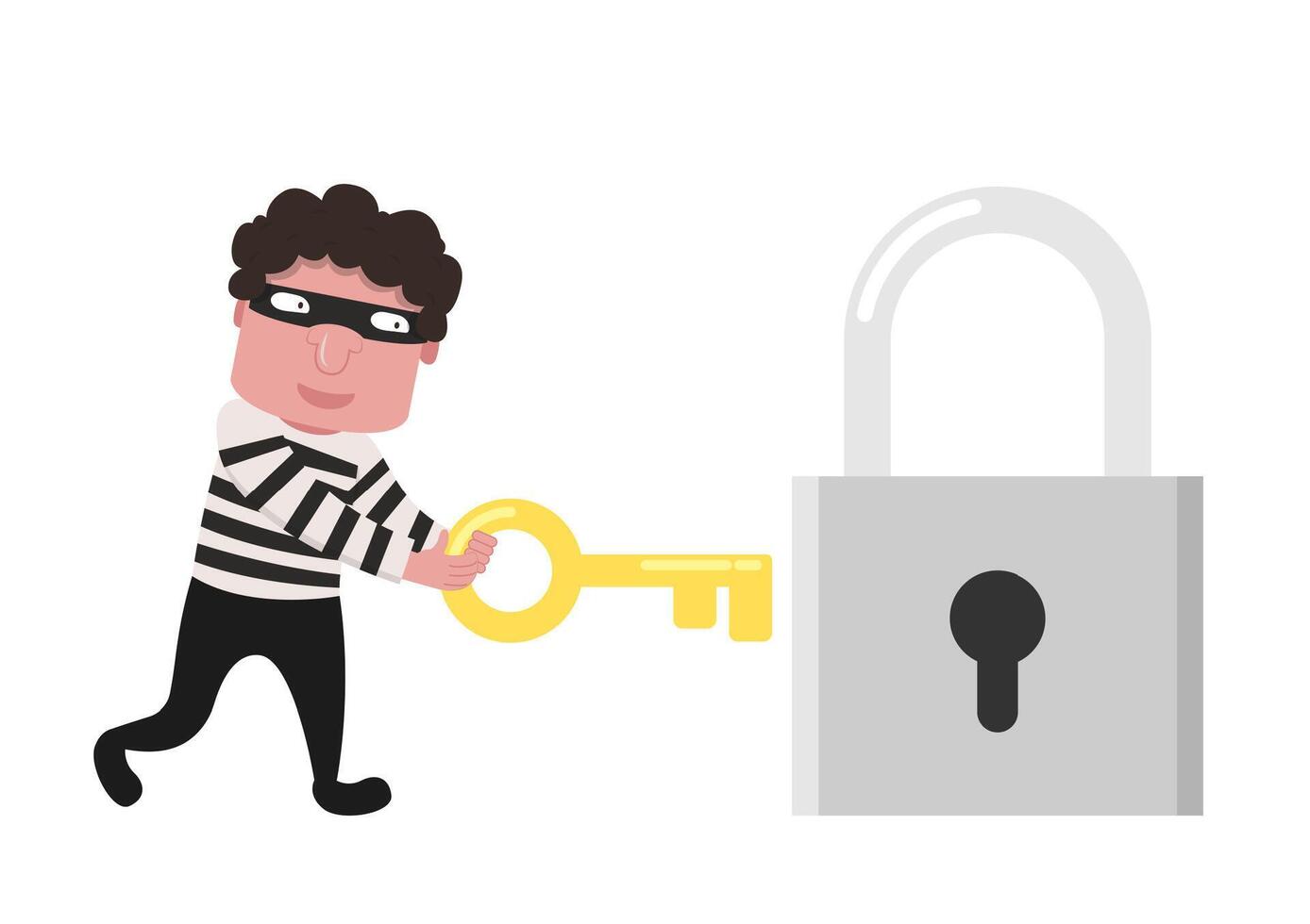 Key and Bandit hand . Gold Key . vector