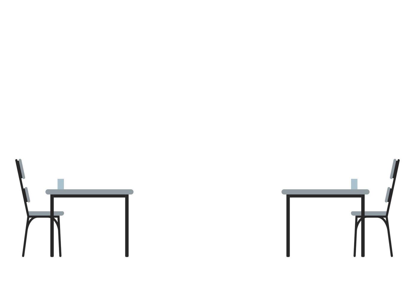 Chair and table . Social distancing sign. vector
