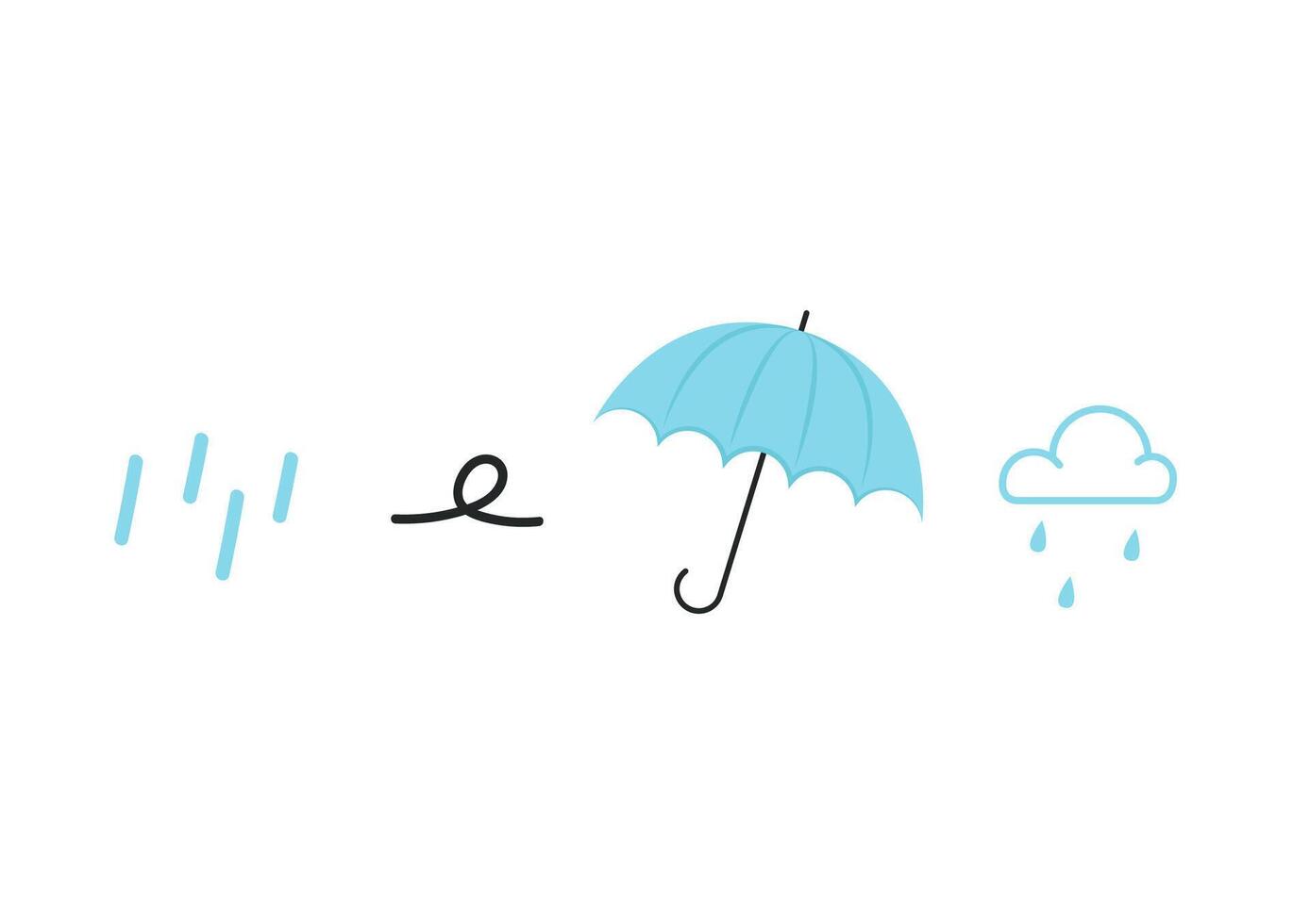 Umbrella and Rain logo design. Umbrella on white background. Wind, Rain and Umbrella icon . vector