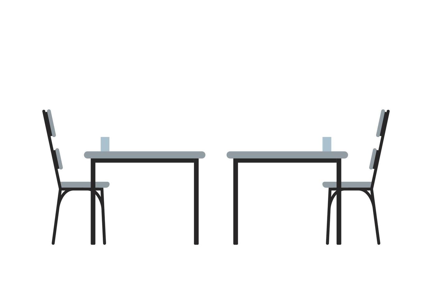 Chair and table . Social distancing sign. vector