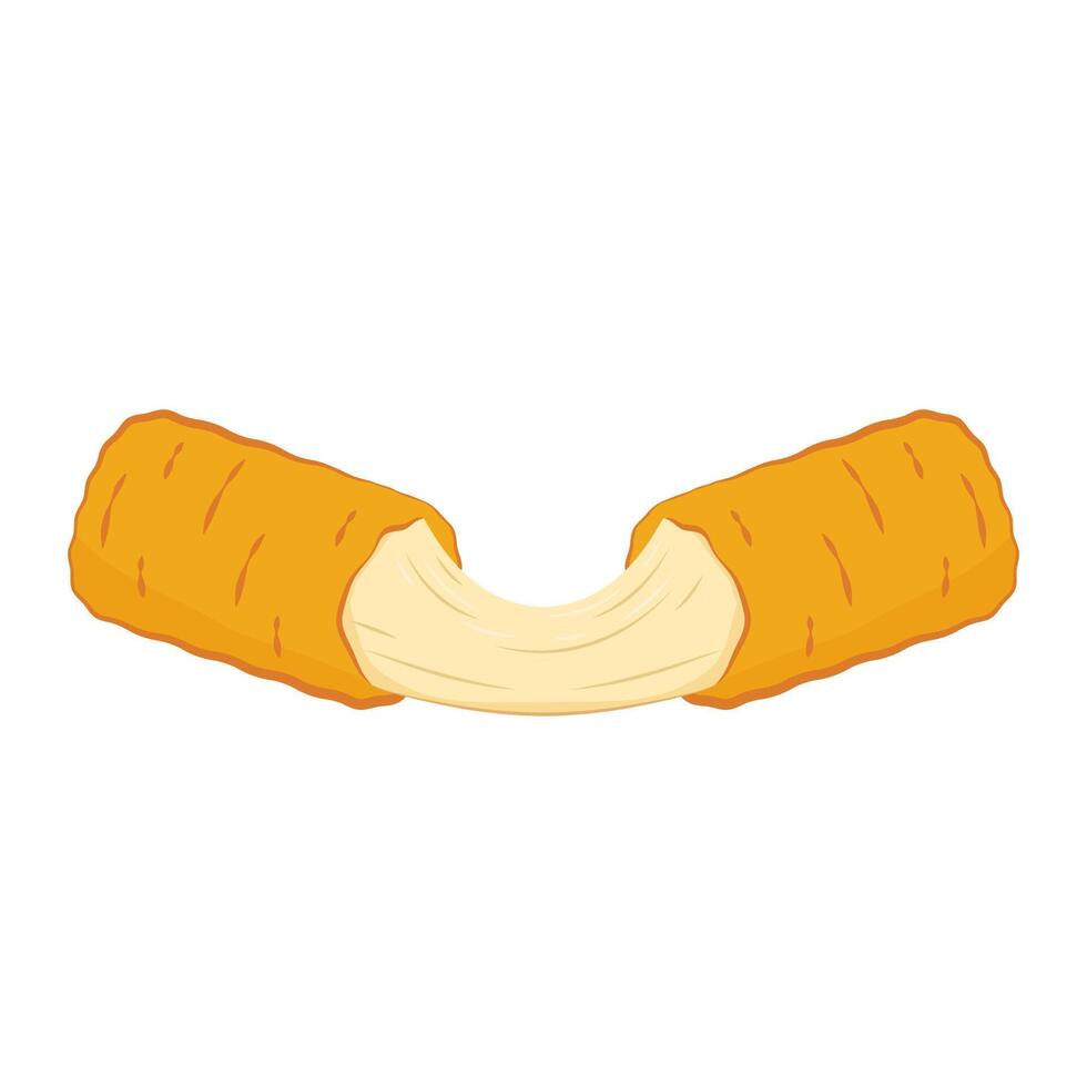 Mozzarella sticks . Mozzarella sticks on white background. Cheese stretch. vector