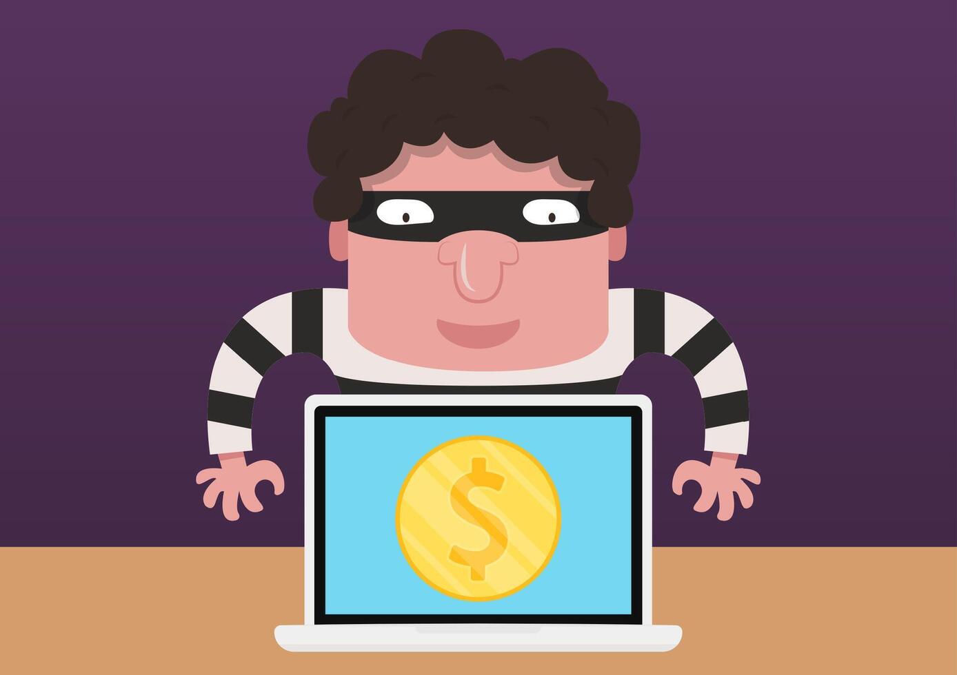 Bandit character design. bandit on white background. Hacker . Steal money. vector
