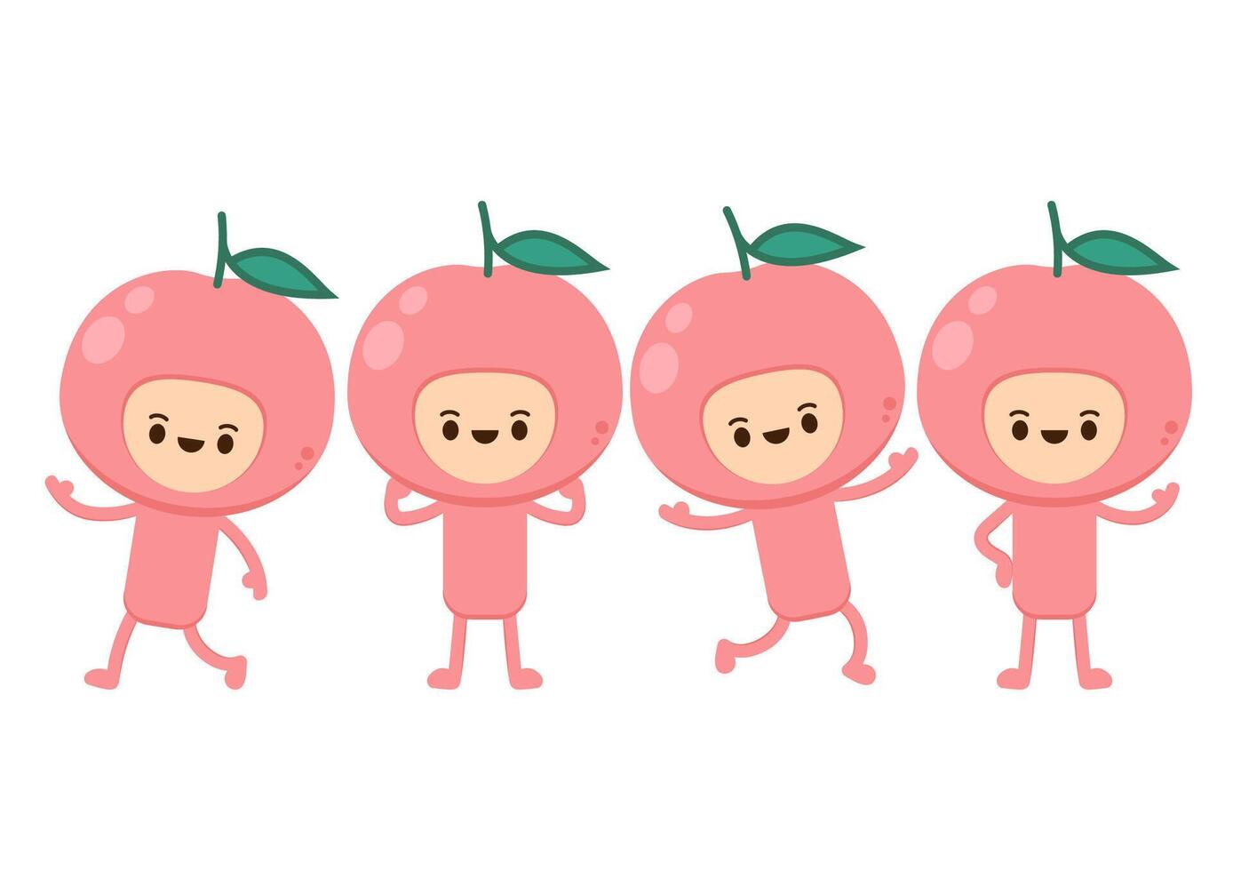 Peach cartoon . Doodle peach with leaves icon. Peach fruit in shape of heart isolated on white background. Farm, natural food, fresh fruits. vector