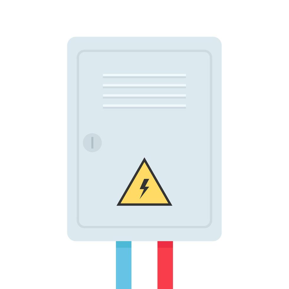 Electrical power switch panel with close door. Fuse box. Isolated illustration in flat style on white background. vector
