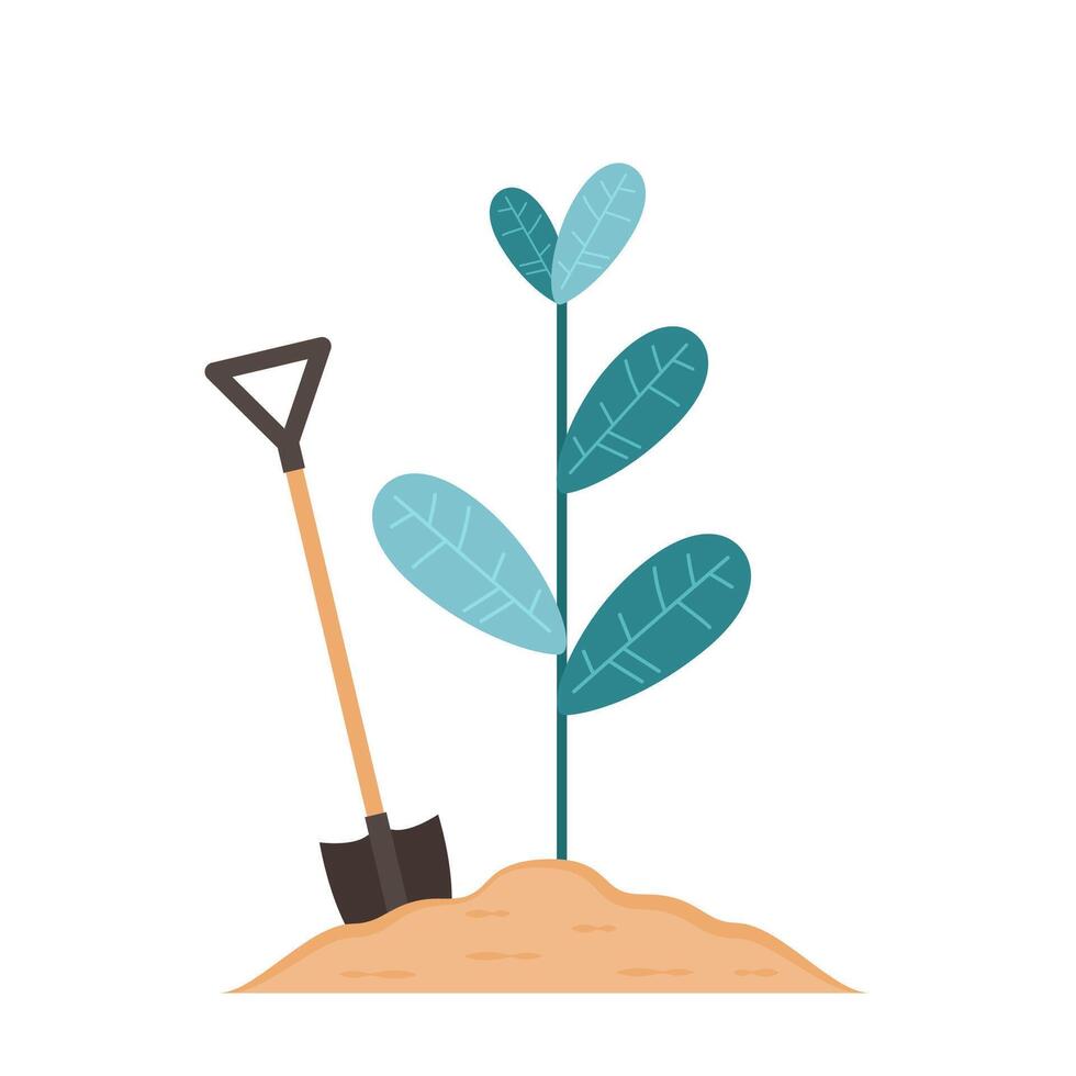 Tree cartoon . tree and shovel . vector