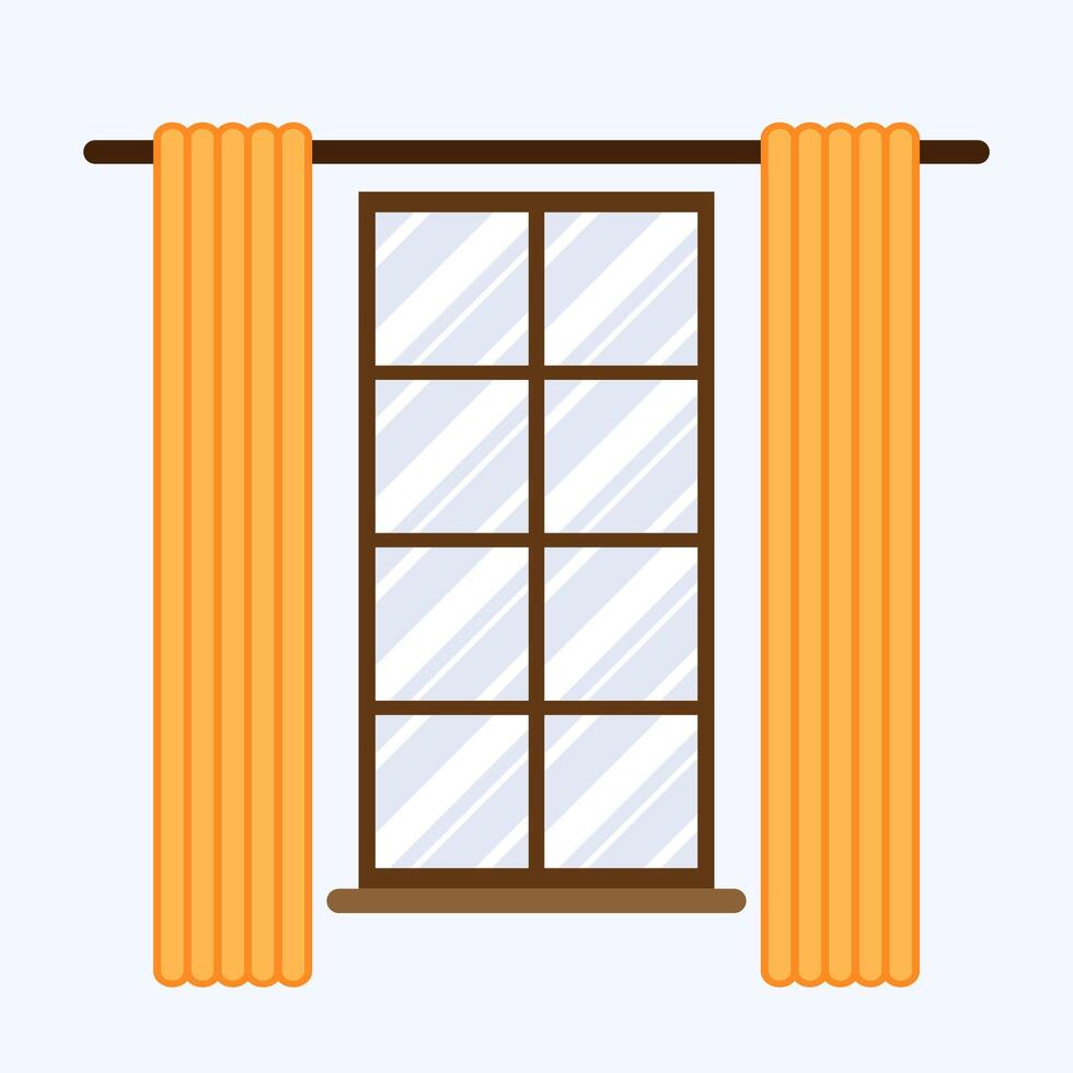 Window and Curtain . Glass window. 46888842 Vector Art at Vecteezy