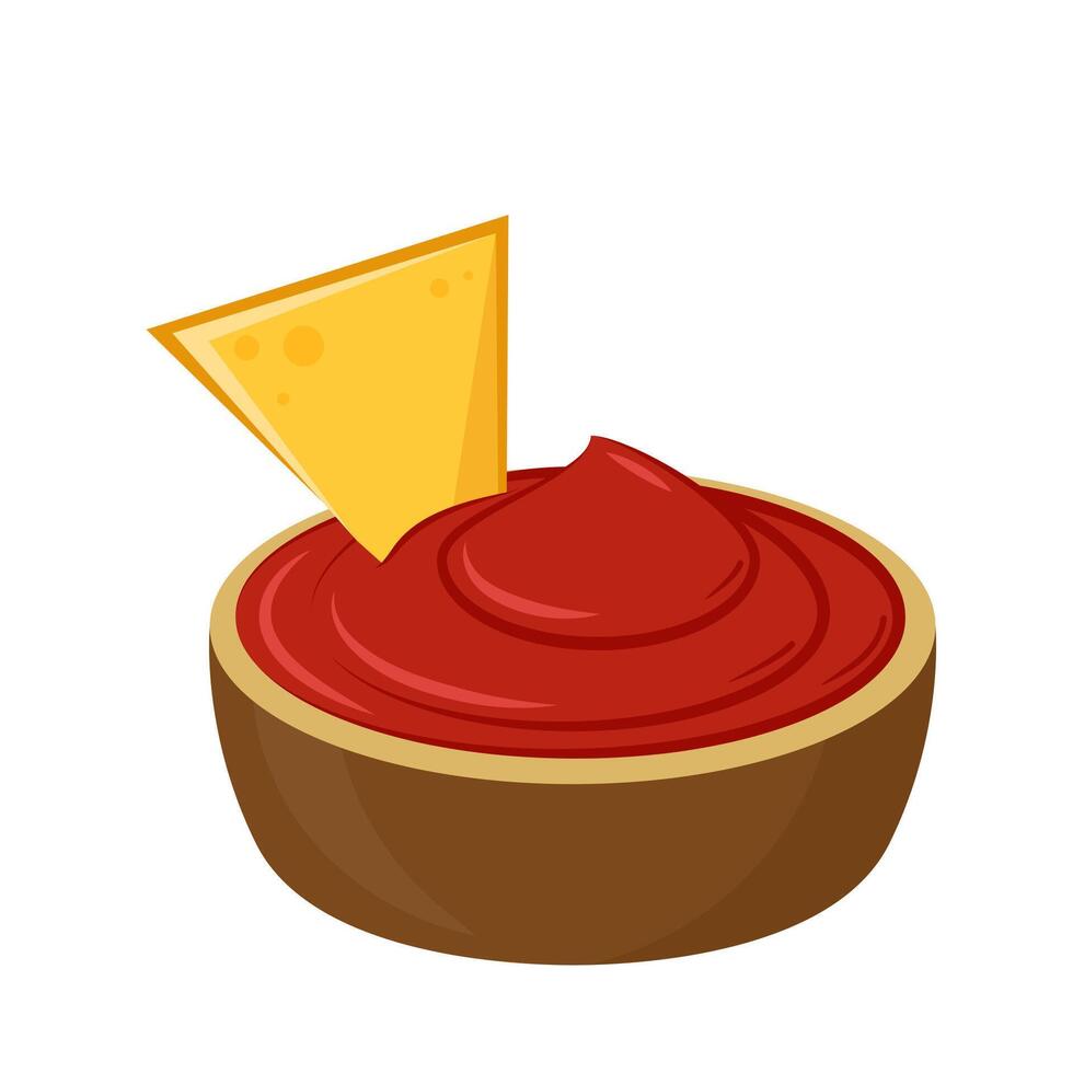 Nacho . Nachos on white background. sauce cup . vector