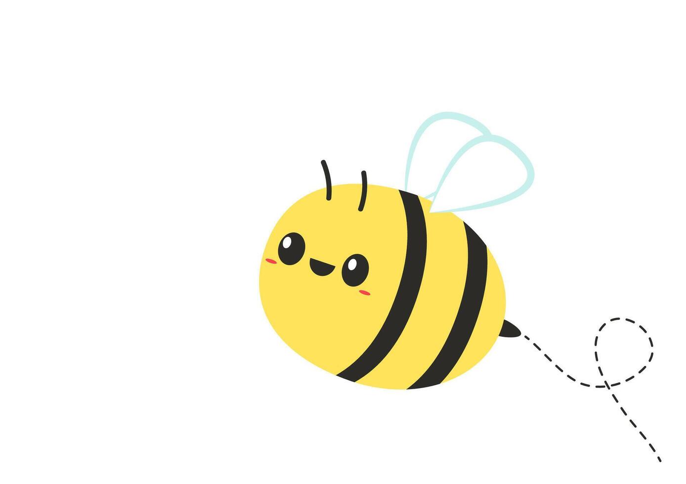 Cute friendly bee. Cartoon happy flying. Insect character. isolated on white background. vector