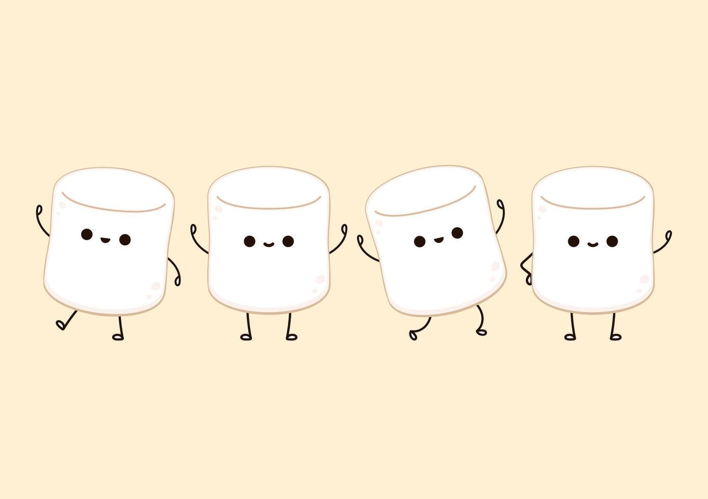 White Marshmallow cartoon. marshmallow character design. Marshmallow . vector