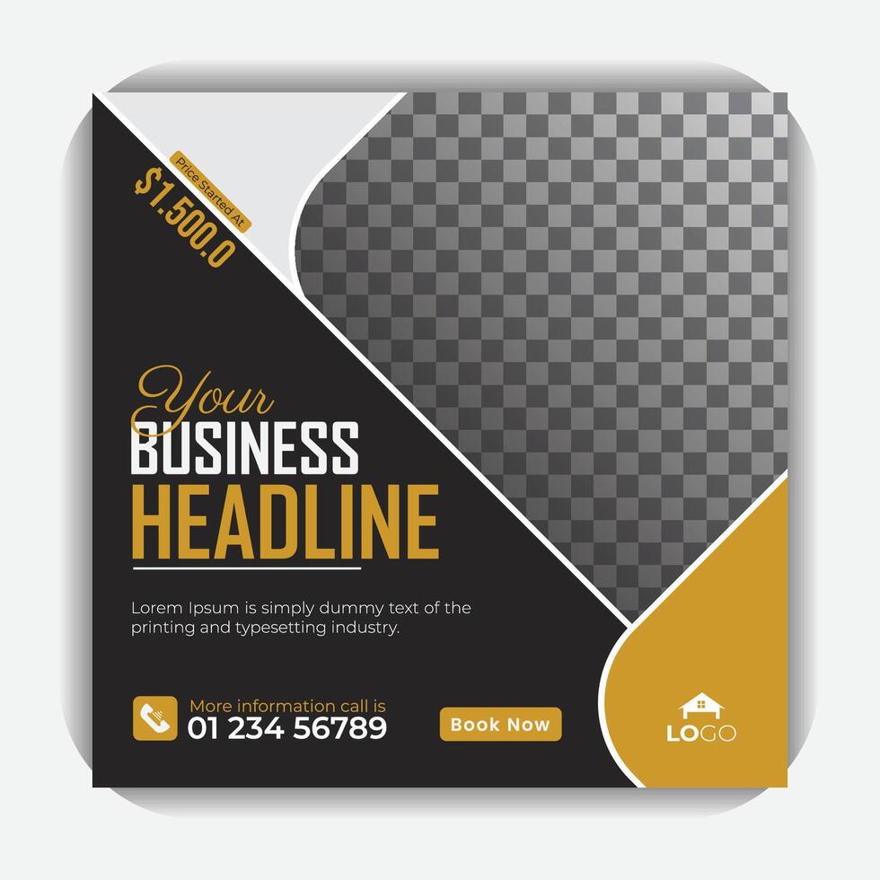 For your advertisement, unique and professional social media post or square banner template, real estate or home sale square banner design. vector
