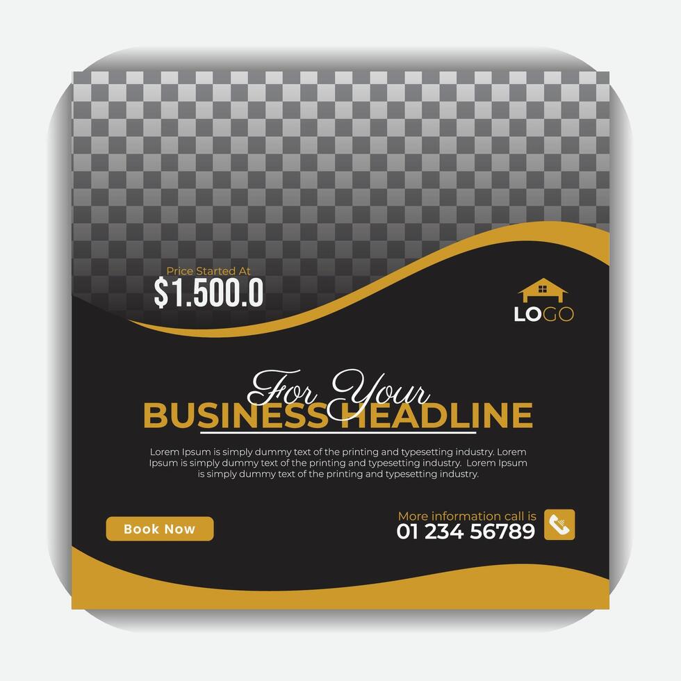 For your advertisement, unique and professional social media post or square banner template, real estate or home sale square banner design. vector