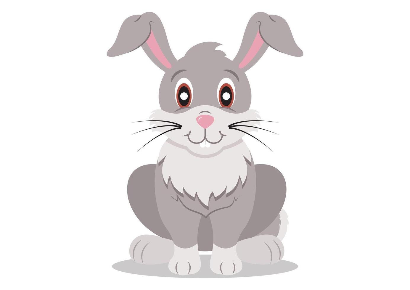 Cartoon Rabbit Flat Designs Isolated on White Background vector