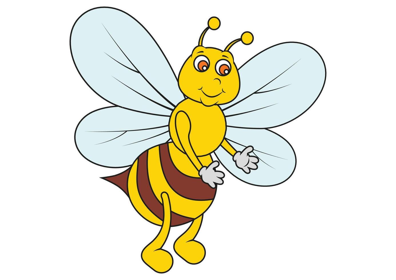 Adorable Cartoon Bee Flat Designs, Isolated on White Background vector
