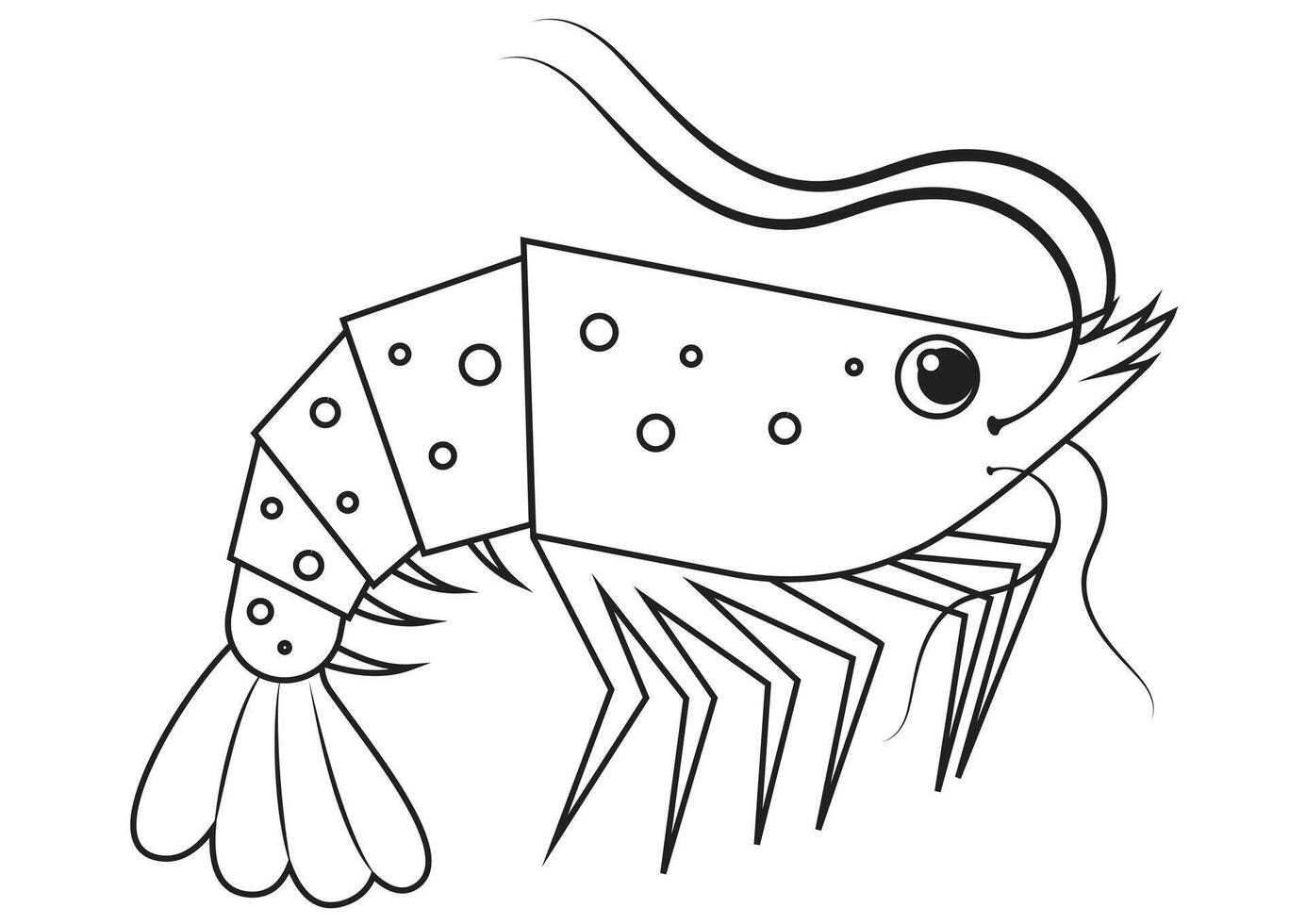 Black and White Shrimp Flat Design Perfect for Coloring Pages vector