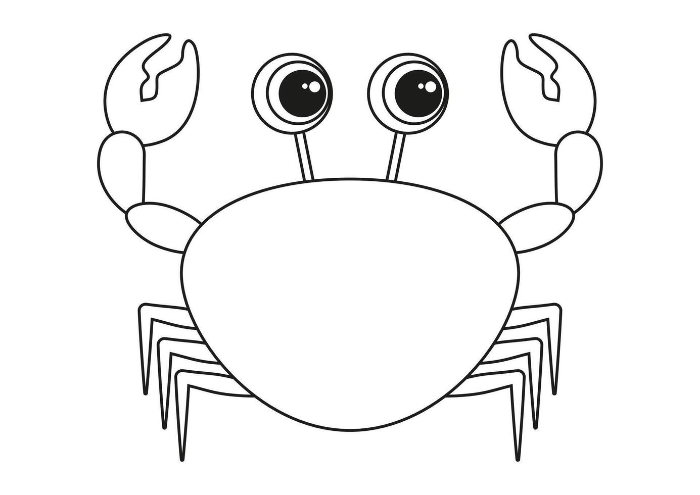 Black and White Cartoon Crab Flat Designs, Ideal for Coloring Pages, Isolated on White Background vector