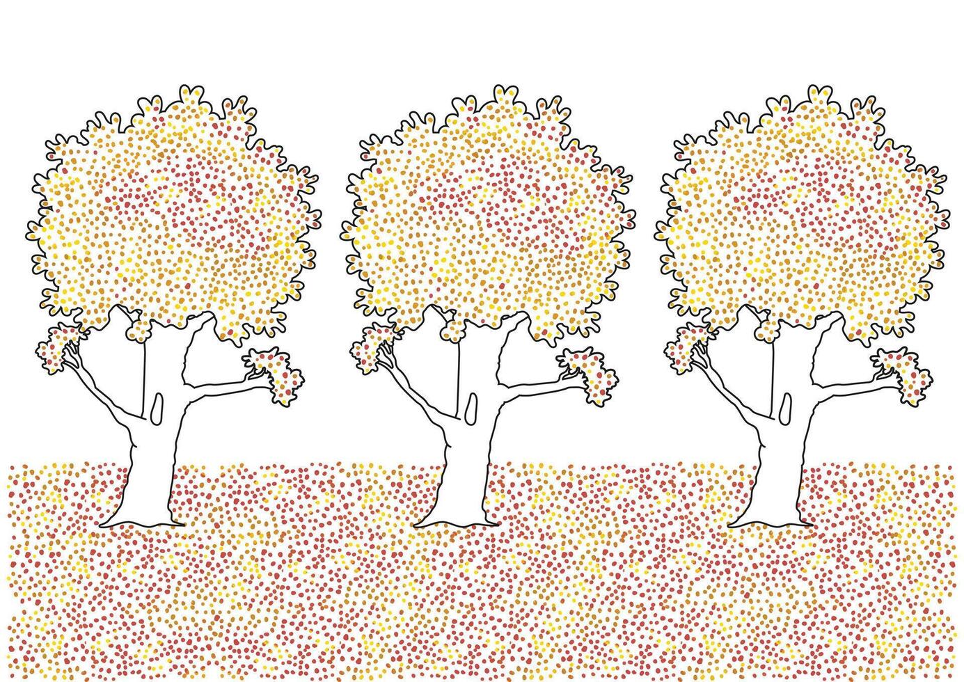 Trees with painted leaves Flat Designs Isolated on White Background vector