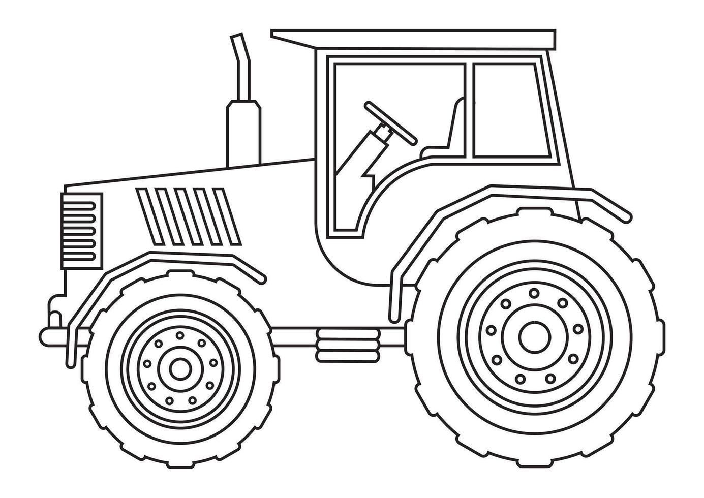 Black and White Agriculture Machine Tractor ideal for Coloring Pages vector