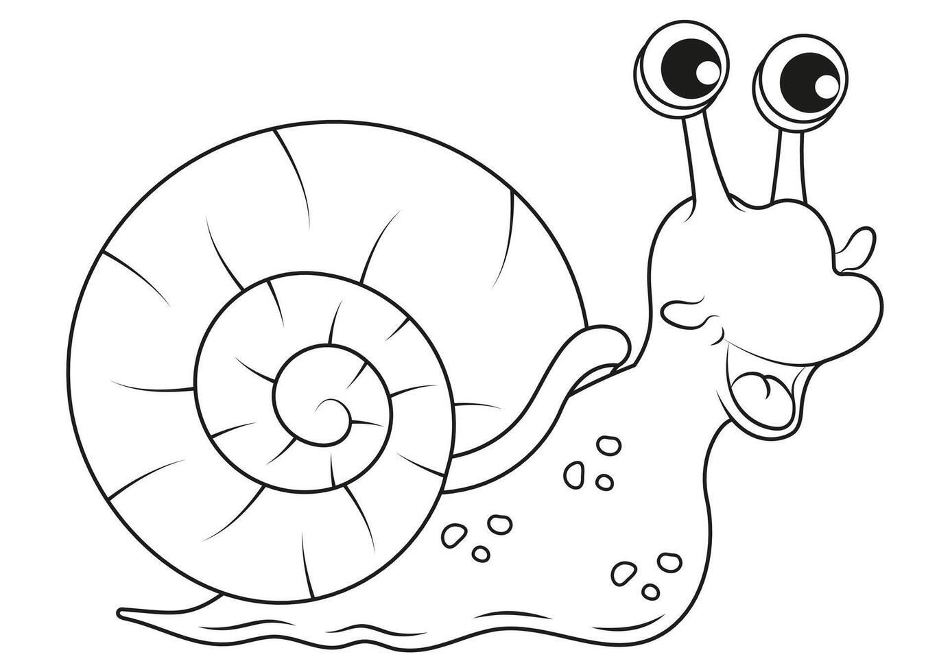 Black and White Cartoon Snail Flat Designs, Ideal for Coloring Pages, Isolated on White Background vector