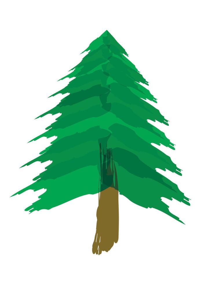 Painted Christmas Tree Flat Design Isolated on White Background vector